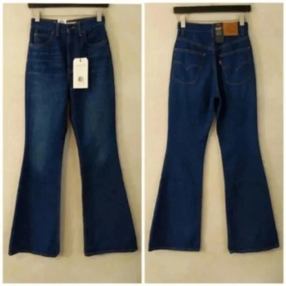 Levi's High Rise Waisted 70's Flare Denim Jeans Standing Steady Pants - Picture 3 of 8